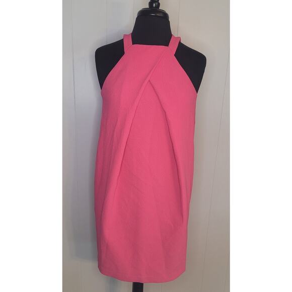 Trina Turk Felisha Front Pleat Halter Dress Pink Crepe Size 0 NWOT - Picture 3 of 13